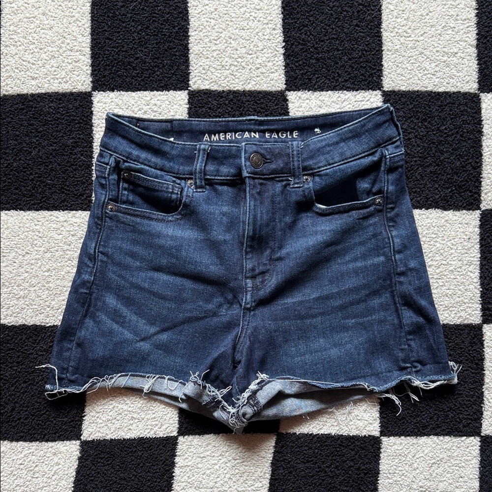 American Eagle Outfitters Dark Blue Super Hi-Rise Shortie Size 4